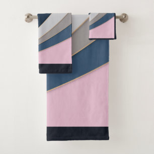 Abstract modern geometrical simple print bath towel set