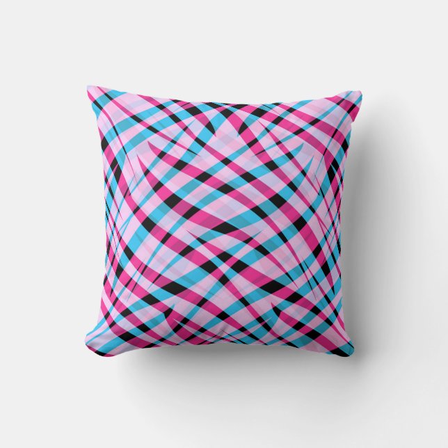 Abstract modern geometrical striped bright summer cushion (Front)