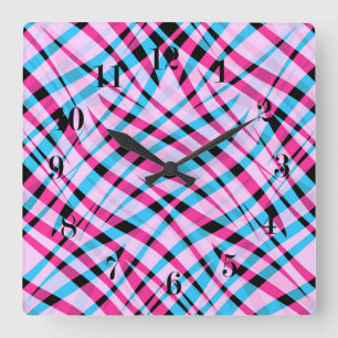 Abstract modern geometrical striped bright summer square wall clock