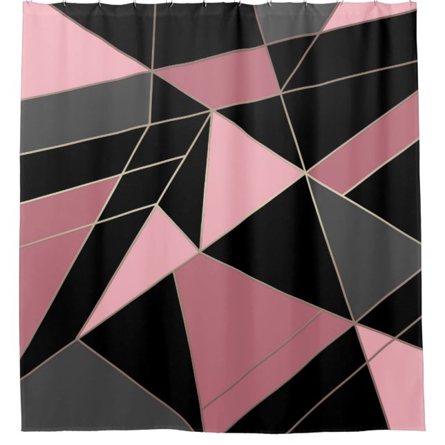 Abstract modern geometrical triangles print shower curtain (Front)