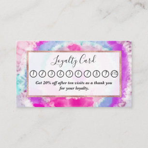 Abstract Modern Girly Pink White Tie Dye Paint Loyalty Card