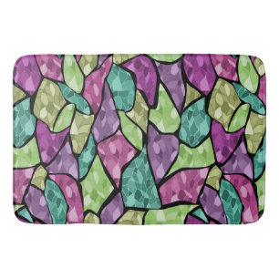 Abstract modern glass mosaic tile pattern bright c bath mat