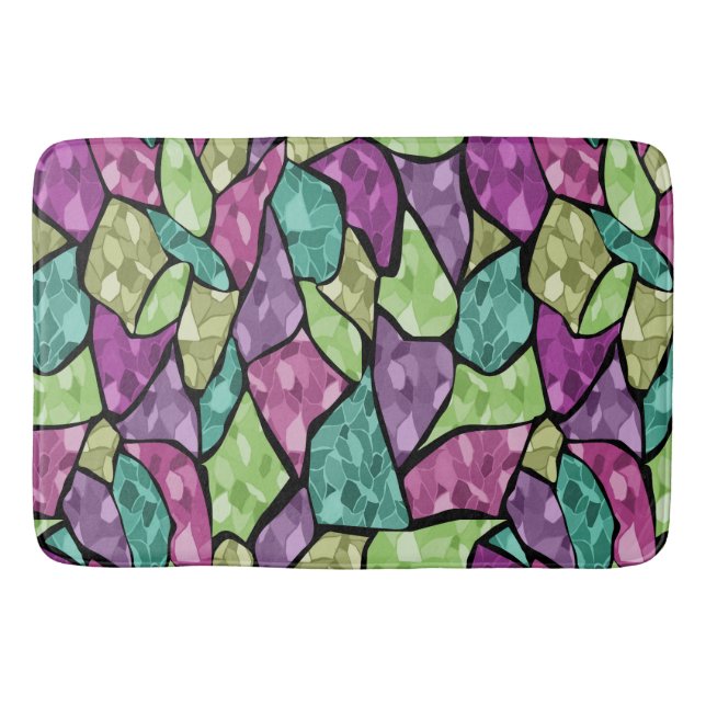 Abstract modern glass mosaic tile pattern bright c bath mat (Front)