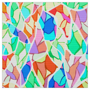 Abstract modern glass mosaic tile pattern bright c fabric