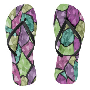 Abstract modern glass mosaic tile pattern bright c flip flops