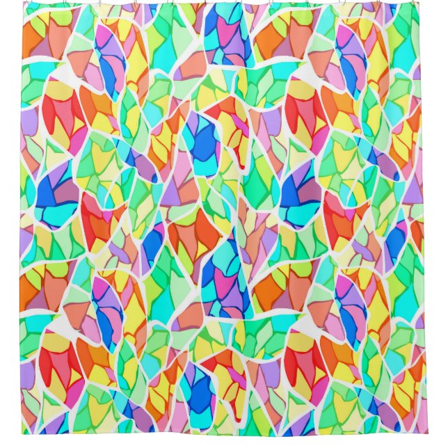 Abstract modern glass mosaic tile pattern bright c shower curtain (Front)