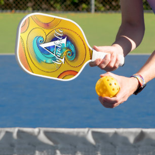 Abstract Modern Jewel and Gold Metallic Pickleball Paddle