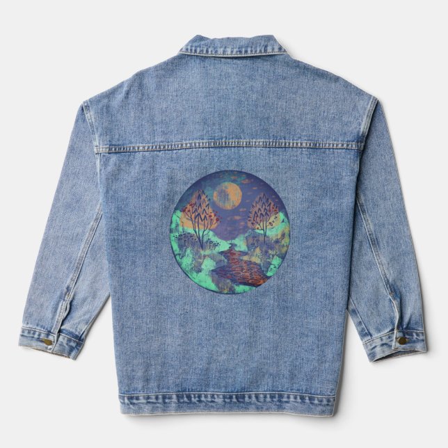 abstract  modern landscape denim jacket (Back)