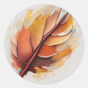 Abstract Modern Leaves Paintings Set, Leaf Classic Round Sticker