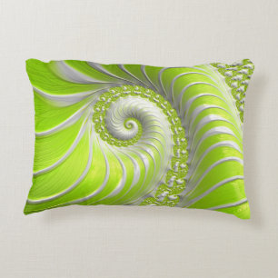 Abstract Modern Lime Green Spiral Fractal Decorative Cushion