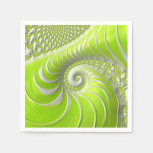Abstract Modern Lime Green Spiral Fractal Napkin