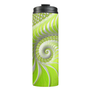 Abstract Modern Lime Green Spiral Fractal Thermal Tumbler