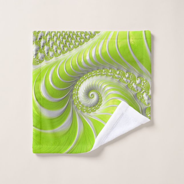 Abstract Modern Lime Green Spiral Fractal Wash Cloth (Wash Cloth)