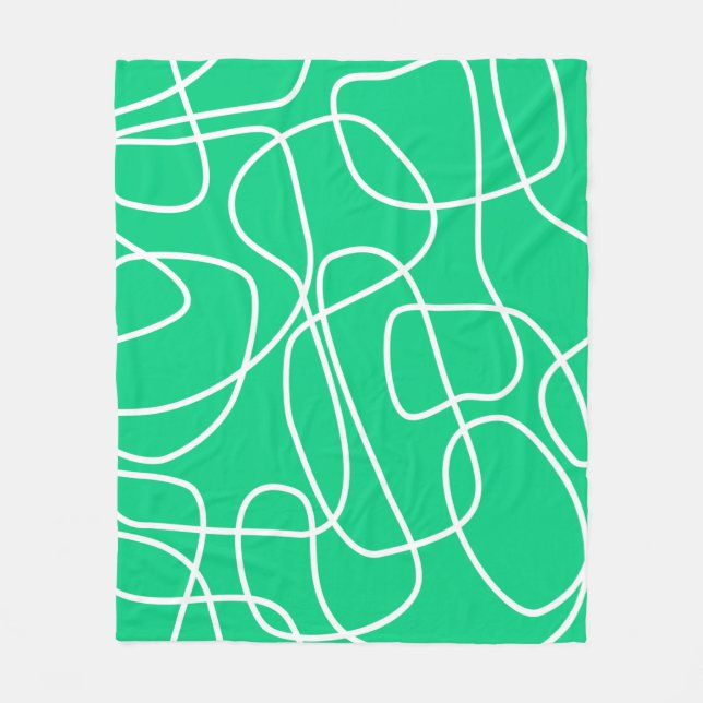 Abstract Modern Line Art in Green | Cute    Fleece Blanket (Front)