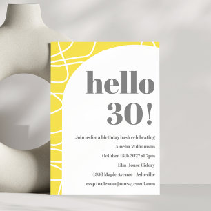 Abstract Modern Line Art Yellow Birthday Party Invitation
