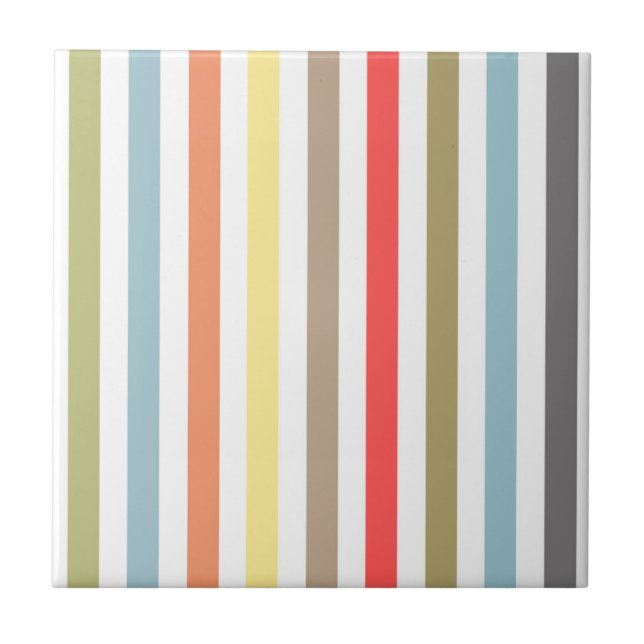 Abstract modern lined lines striped stripe coral o tile (Front)