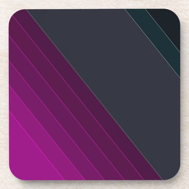 Abstract modern lined lines striped stripe dark pl coaster (Front)