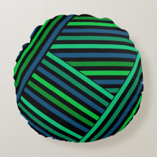 Abstract modern lined lines striped stripe navy gr round cushion