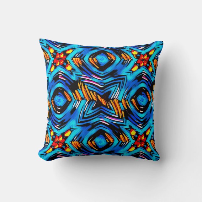 Abstract modern liquid modern liquify waves blue n cushion (Front)