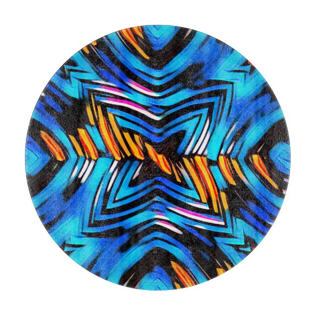 Abstract modern liquid modern liquify waves blue n cutting board (Front)