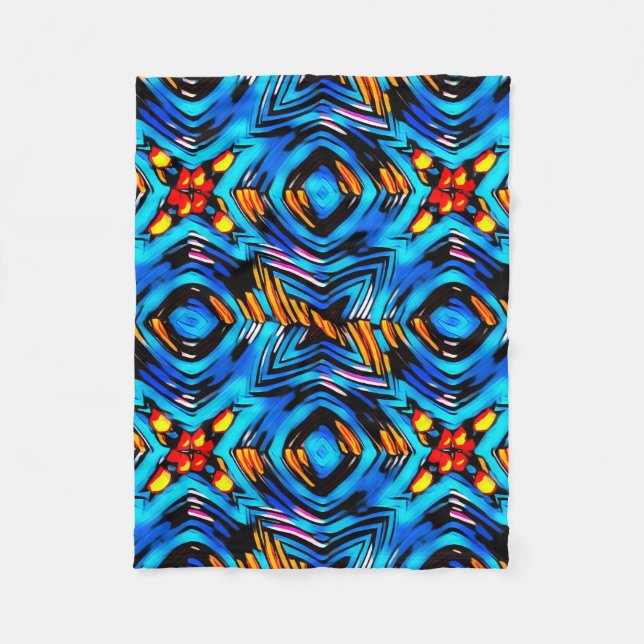 Abstract modern liquid modern liquify waves blue n fleece blanket (Front)