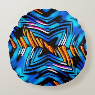 Abstract modern liquid modern liquify waves blue n round cushion