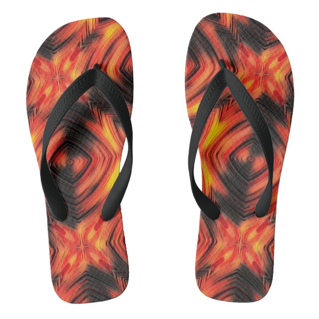 Abstract modern liquid modern liquify waves brown flip flops (Footbed)
