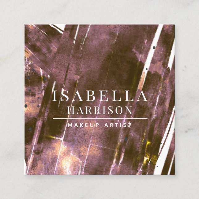 Abstract Modern Makeup Artist Coffee Square Business Card (Front)