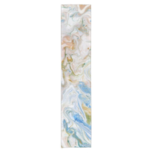 Abstract modern marbel wavy painting pattern short table runner