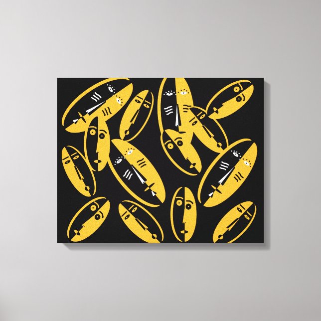 Abstract modern masks pattern canvas print (Front)