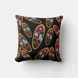 abstract modern masks pattern cushion