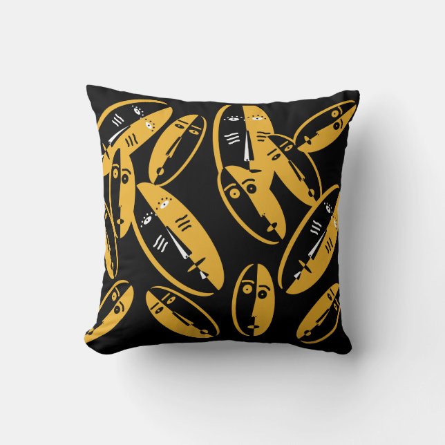 abstract modern masks pattern cushion (Front)