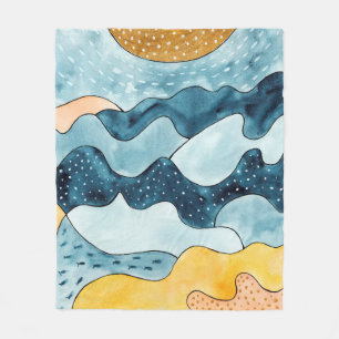Abstract modern minimalist landscape with golden S Fleece Blanket