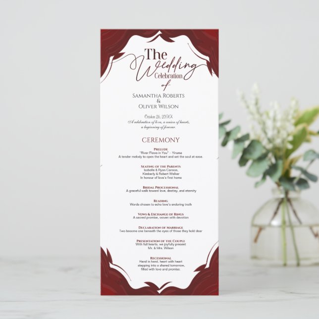 Abstract Modern Minimalist Wedding Program Programme (Standing Front)