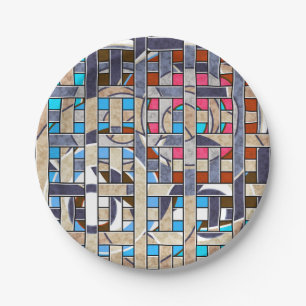 Abstract modern minimalistic art landscape geo paper plate
