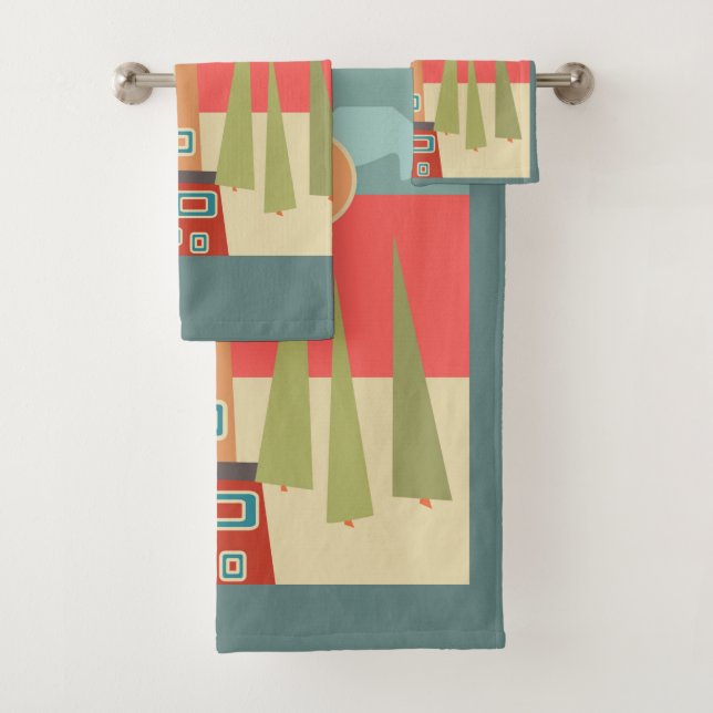 Abstract modern minimalistic art landscape geometr bath towel set (Insitu)
