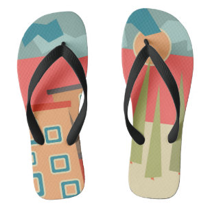 Abstract modern minimalistic art landscape geometr flip flops