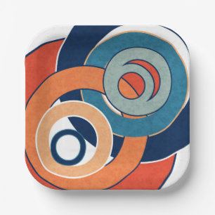 Abstract modern minimalistic art landscape geometr paper plate