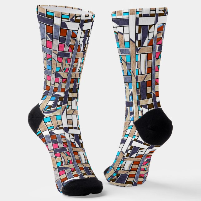 Abstract modern minimalistic art landscape geometr socks (Angled)