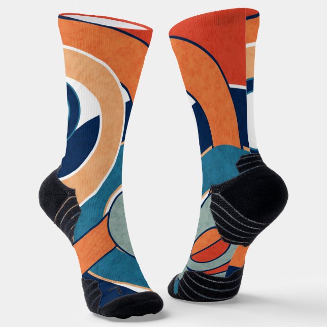 Abstract modern minimalistic art landscape geometr socks (Angled)