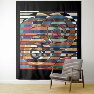Abstract modern minimalistic art landscape geometr tapestry