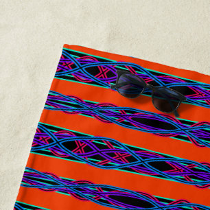 Abstract Modern Mirrored Duel Ribbon Line Art Beach Towel
