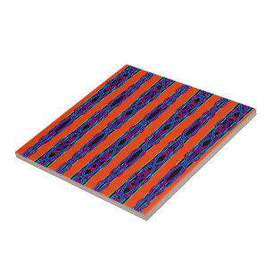Abstract Modern Mirrored Duel Ribbon Line Art Tile
