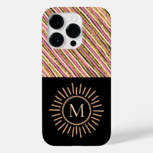 Abstract Modern Monogram Yellow Gold Pink Case-Mate iPhone 14 Pro Case