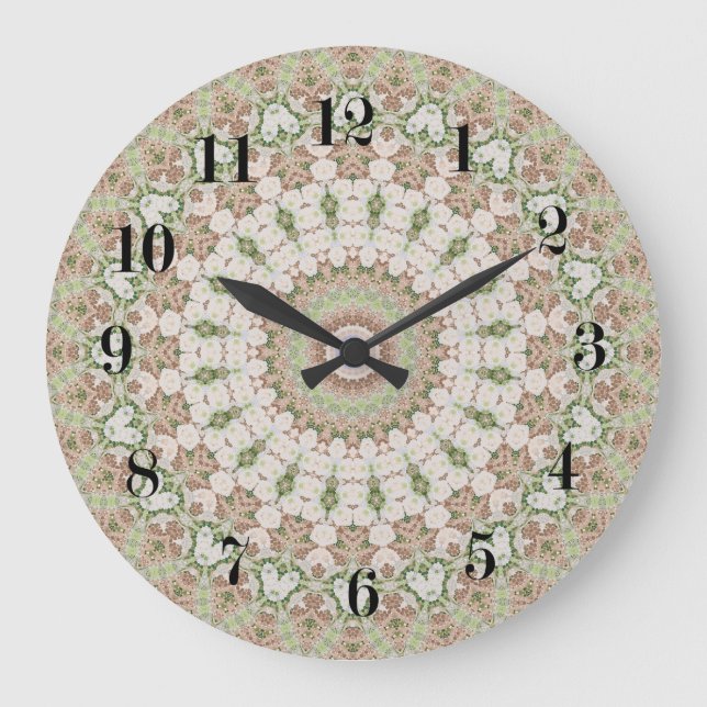 Abstract modern mosaic kaleidoscope tile pattern large clock (Front)