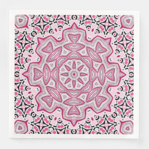 Abstract modern mosaic kaleidoscopic round mandala napkin
