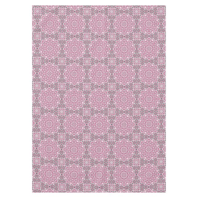 Abstract modern mosaic kaleidoscopic round mandala tablecloth (Front)