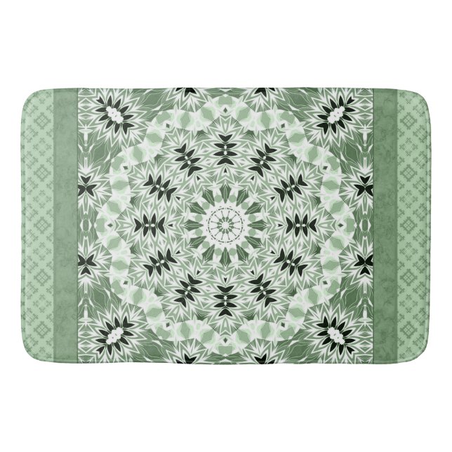 Abstract modern mosaic kaleidoscopic tile pattern bath mat (Front)