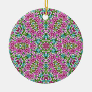 Abstract modern mosaic kaleidoscopic tile pattern ceramic tree decoration