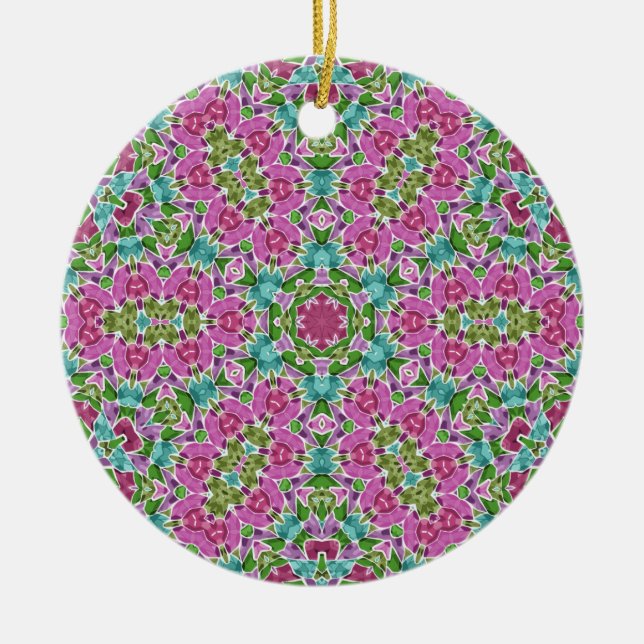 Abstract modern mosaic kaleidoscopic tile pattern ceramic tree decoration (Front)